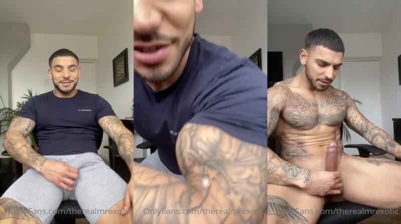 Therealmrexotic tattooed jock jerking his big dick muscle boy